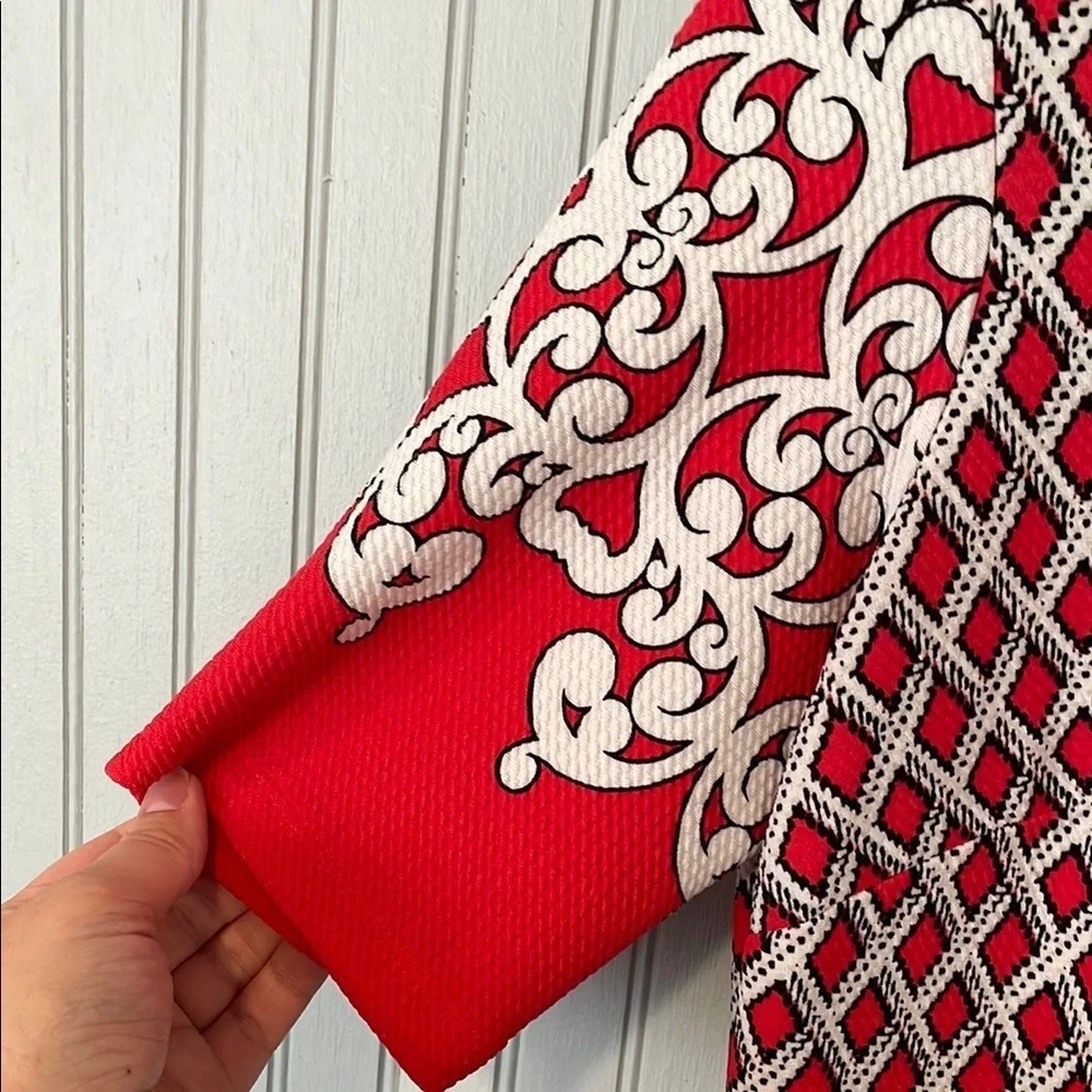 Shelby & Palmer Red and White Pattern Sheath Dress | Size 8